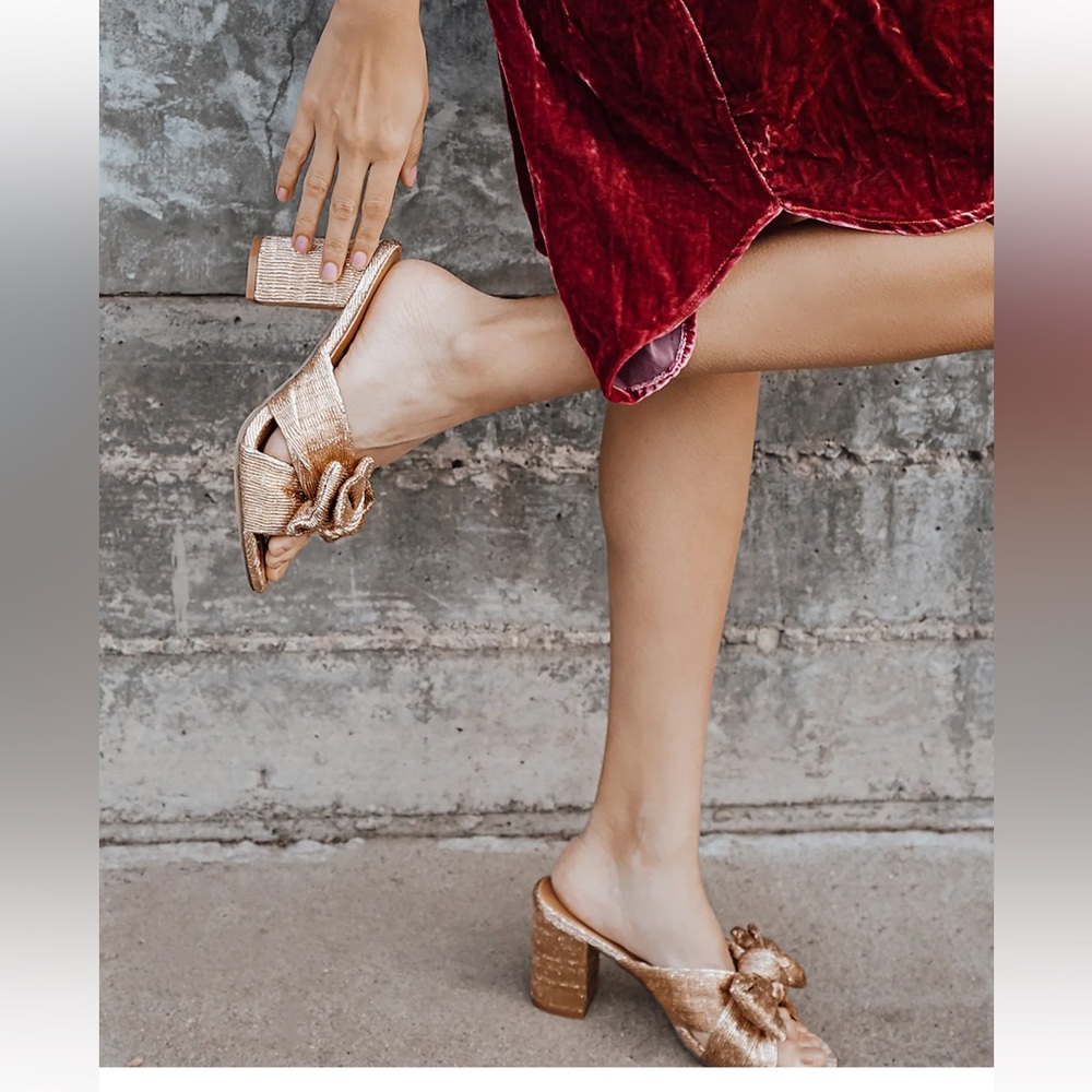 New Lulus Dorothea Rose Gold Knotted High Heel Sandals